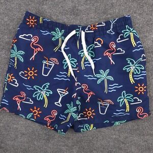 Chubbies Swim Trunks Mens S Navy Neon Light Cocktail Drink Tropical AOP Lined